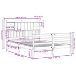 vidaXL Lit bibliothèque sans matelas blanc 140x190 cm bois pin massif