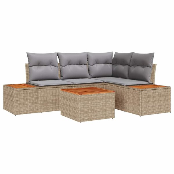 vidaXL Ensemble de canapé de jardin 5 Pièces beige et gris clair