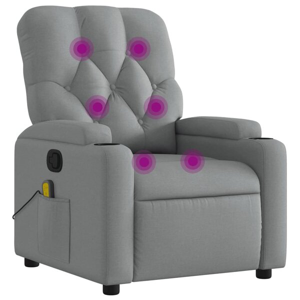vidaXL Fauteuil inclinable de massage gris clair tissu