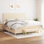 vidaXL Sommier à lattes de lit avec matelas Crème 200x200 cm Tissu