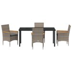 Ensemble de salle à manger de jardin 5 pièces avec coussins en rattan poly gris
