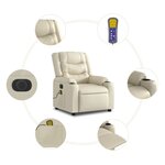 vidaXL Fauteuil inclinable de massage électrique crème similicuir