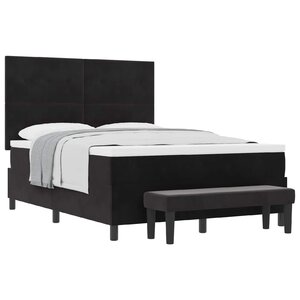 vidaXL Lit à ressorts avec coussin Noir 200 x 140 cm Velours