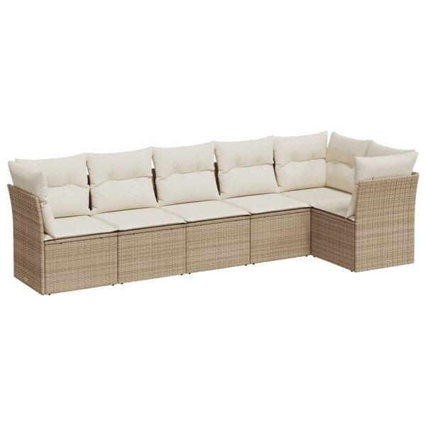 vidaXL Salon de jardin avec coussins 6 Pièces beige résine tressée