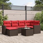 vidaXL Salon de jardin avec coussins 7 Pièces marron résine tressée
