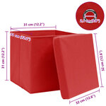 vidaXL Boîtes de rangement et couvercles 4 Pièces Rouge 32x32x32 cm Tissu
