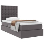 vidaXL Lit de Rangement Gris 100 x 200 cm Cuir synthétique