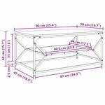 vidaXL Table Basse avec Étagère Chêne Fumé 90x50x40 cm Bois Mécanisé