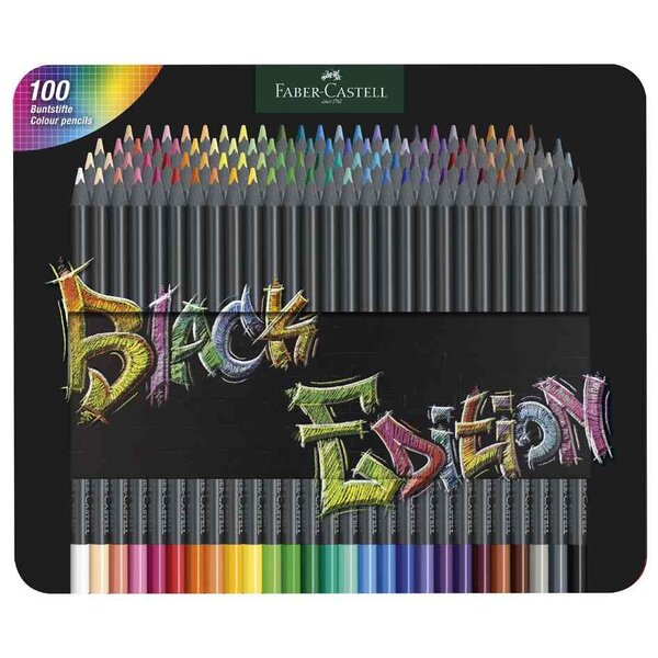 Boîte Métal de 100 Crayons de Couleur Black Edition FABER-CASTELL