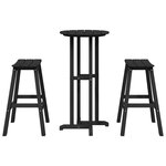 Ensemble de jardin vidaXL 3 pièces en HDPE noir