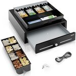 ACROPAQ Tiroir Caisse Compatible avec Caisse Enregistreuse RJ11  41x42x12 - 8 compartiments Monnaie & 4 à Billets  Insert Amovible