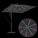 vidaXL Parasol banane à mât déporté Anthracite 249 x 249 x 250 cm