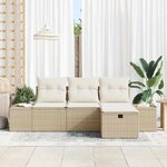 vidaXL Ensemble de canapé de jardin 4 Pièces Beige Poly rotin