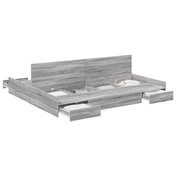 vidaXL Cadre de lit avec rangement Gris Sonoma 180 x 200 cm