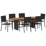 vidaXL Ensemble de salle à manger pour jardin 7 Pièces Noir polyrotin