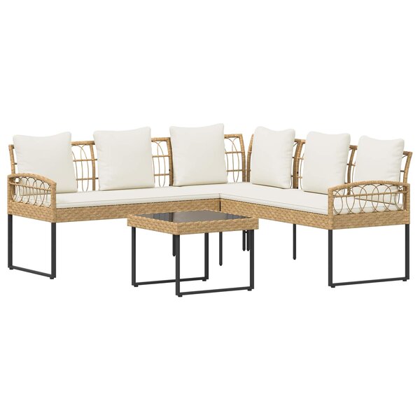 vidaXL Ensemble de canapé de jardin avec coussin 2 Pièces Naturel