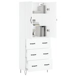vidaXL Buffet haut Blanc 69 5x34x180 cm Bois d'ingénierie