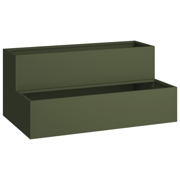 vidaXL jardinière jardin 2 niveaux 100x60x45 cm Olive Acier