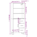 vidaXL Buffet haut Chêne sonoma 69 5x34x180 cm Bois d'ingénierie