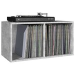 vidaXL Boîte de rangement de vinyles Gris béton 71x34x36 cm