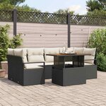vidaXL Ensemble de canapé de jardin 7 Pièces Noir Poly rotin