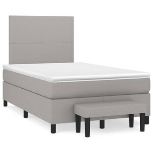 vidaXL Sommier à lattes de lit avec matelas Gris clair 120x200cm Tissu