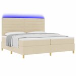 vidaXL Lit à ressort LED avec matelas Crème 200 x 200 cm tissu