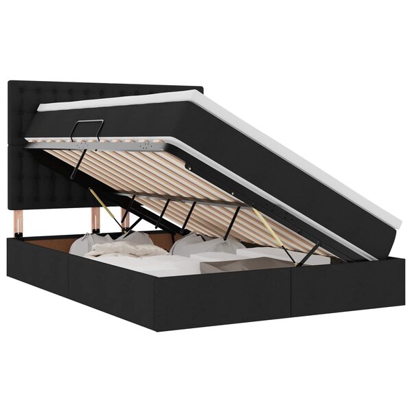 vidaXL Lit avec rangement et matelas Noir 140 x 190 cm tissu