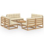 vidaXL Salon de jardin 9 Pièces avec coussins Bois de pin massif