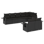 vidaXL Salon de jardin 8 Pièces avec coussins noir résine tressée