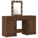 Ensemble coiffeuse 3 pièces avec LED en chêne noir en bois d'ingénierie