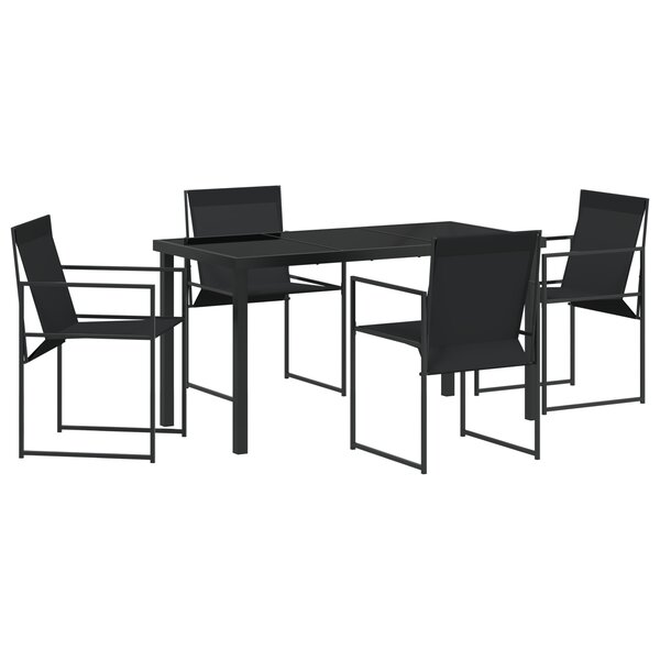 vidaXL Ensemble Salle à Manger Jardin 5 Pièces Noir Textilène et Acier