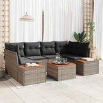 vidaXL Ensemble de canapé de jardin avec coussin 7 Pièces Gris Poly rotin