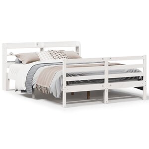 vidaXL Cadre de lit avec tête de lit sans matelas blanc 160x200 cm