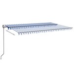 vidaXL Auvent automatique capteur de vent LED 500x350 cm Bleu et blanc