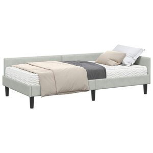 vidaXL Cadre de lit d'angle avec matelas 2 Pièces Gris clair Velours