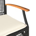 vidaXL Salon de jardin 4 Pièces avec coussins Noir Résine tressée