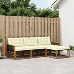 vidaXL Ensemble de canapés d'extérieur 4 pc Naturel et Crème
