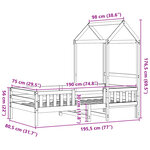 vidaXL Cadre de lit avec toit blanc 75x190 cm bois massif de pin