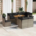 vidaXL Salon de jardin 9 Pièces avec coussins gris résine tressée