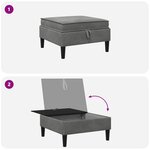vidaXL Pouf avec Rangement Gris foncé Velours