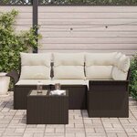 vidaXL Ensemble de canapé de jardin 5 Pièces Marron polyrotin