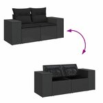 vidaXL Salon de jardin 8 Pièces avec coussins noir résine tressée