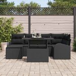 vidaXL Ensemble de canapé de jardin 7 Pièces Noir Poly rotin