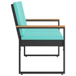 vidaXL Banc extérieur Noir et turquoise 107 x 61 x 80 cm polyrotin