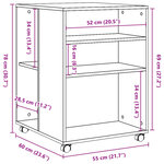 vidaXL Table d'appoint avec roues vieux bois 55x60x78 cm