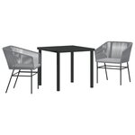 vidaXL Ensemble de salle à manger de jardin 3 pièces avec coussins en poly rattan gris