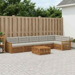 vidaXL Ensemble de canapés d'extérieur 7 pc Naturel et gris clair