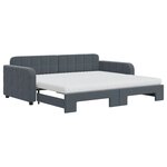 vidaXL Lit de jour avec gigogne et matelas gris foncé 90x190cm velours