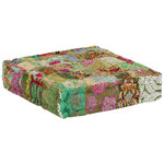 vidaXL Pouf carré en coton fait à la main 50 x 50 x 12 cm Vert